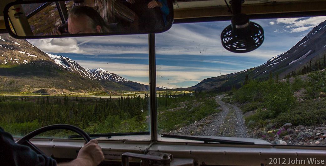 On the way to our campsite down a poorly maintained road in the Yukon