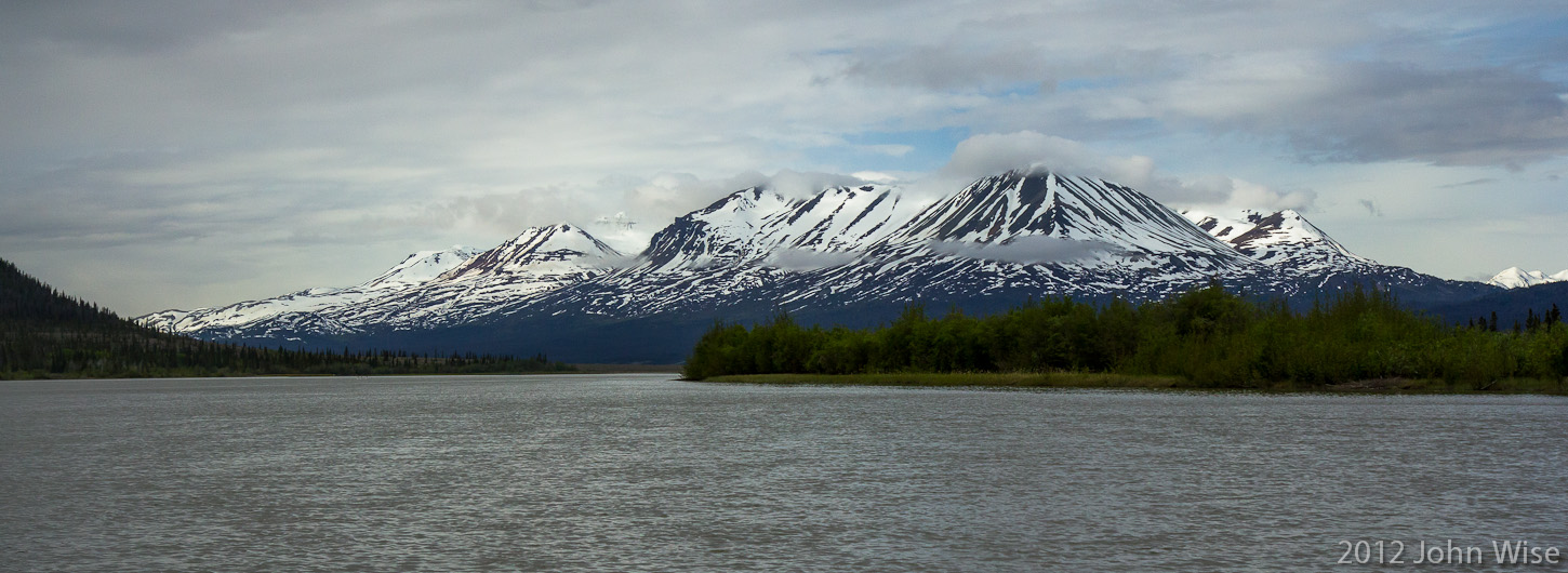 Looking down the Alsek River in Yukon, Canada