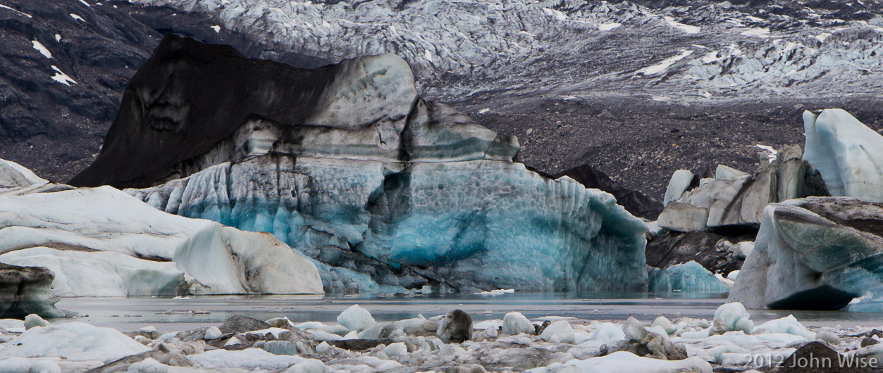 Looking at blue ice of an iceberg in Lowell Lake at Kluane National Park Yukon, Canada