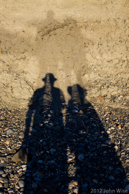 Our shadows, except strangely enough, our shadows have shadows. On Lowell Lake in Kluane National Park Yukon, Canada