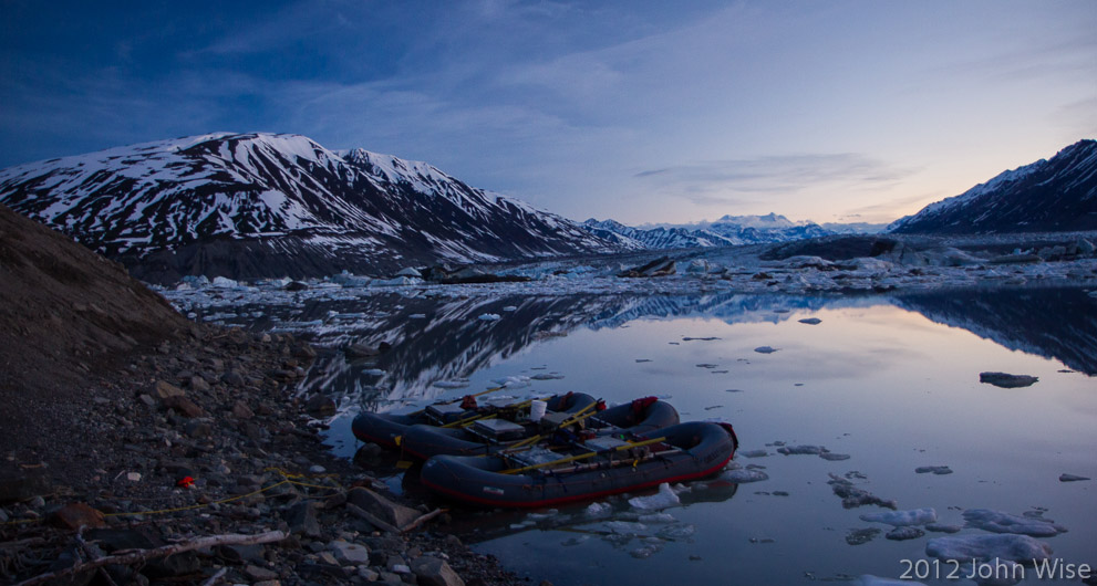 Shortly before midnight on Lowell Lake in Kluane National Park Yukon, Canada